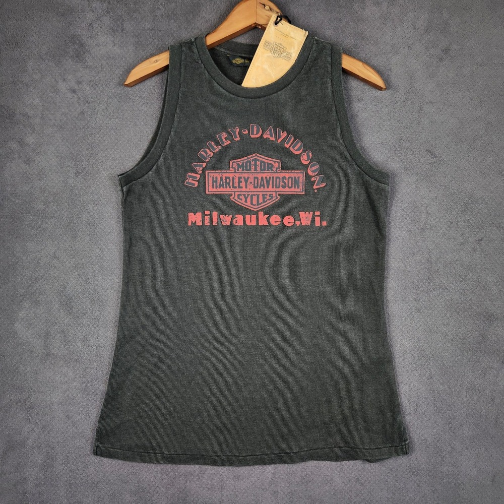 Harley Davidson Muscle Tank Womens Large Pirate Black Classic Graphic NEW